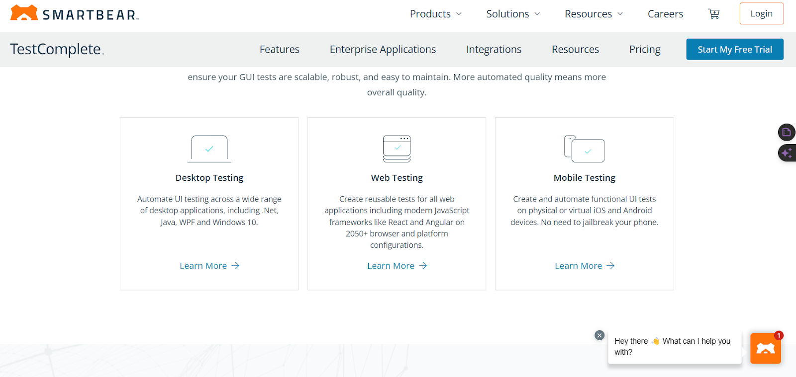 TestComplete provides Desktop, Web, and Mobile Testing
